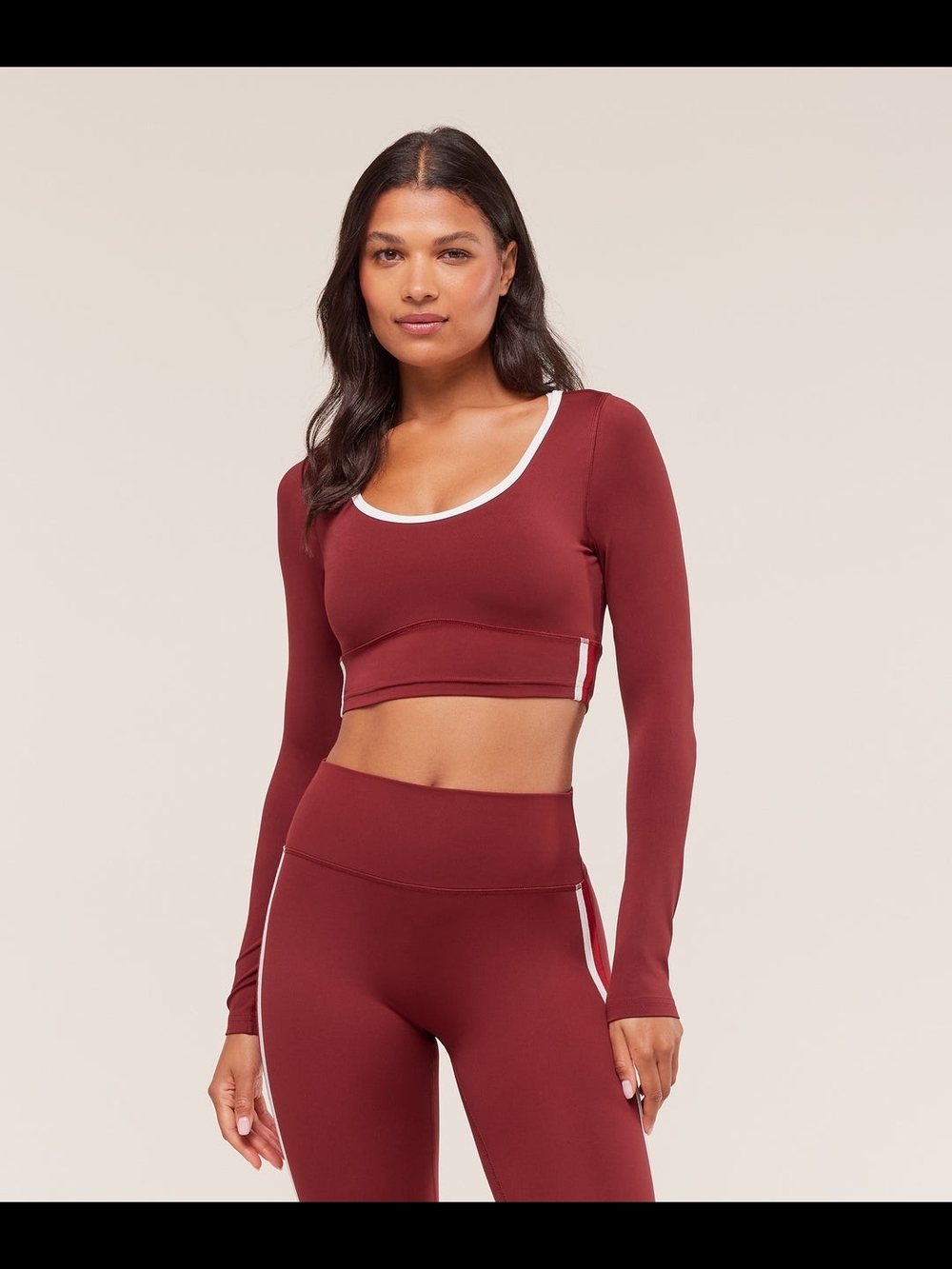Piping Long Sleeve Crop Top - Picture 2 of 4